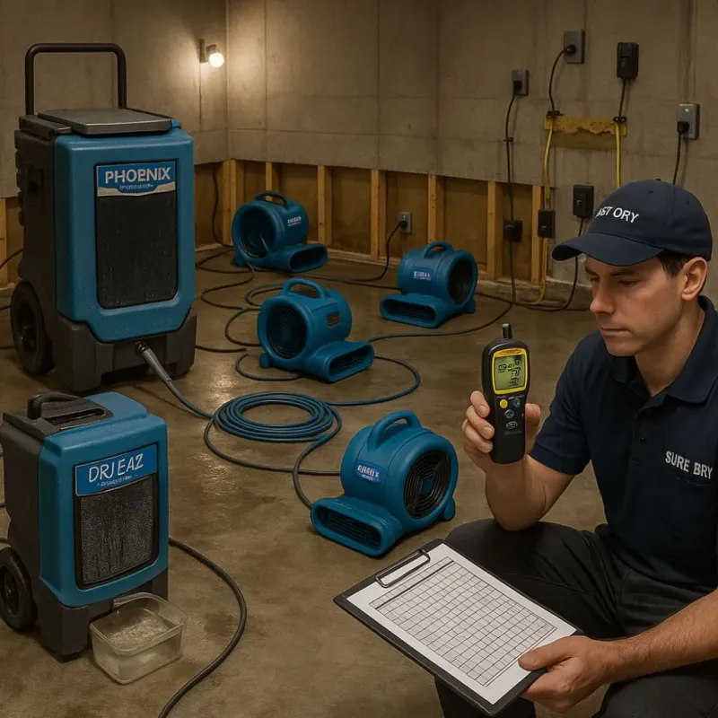 Structural Drying and Dehumidification process in Wayne City, IL